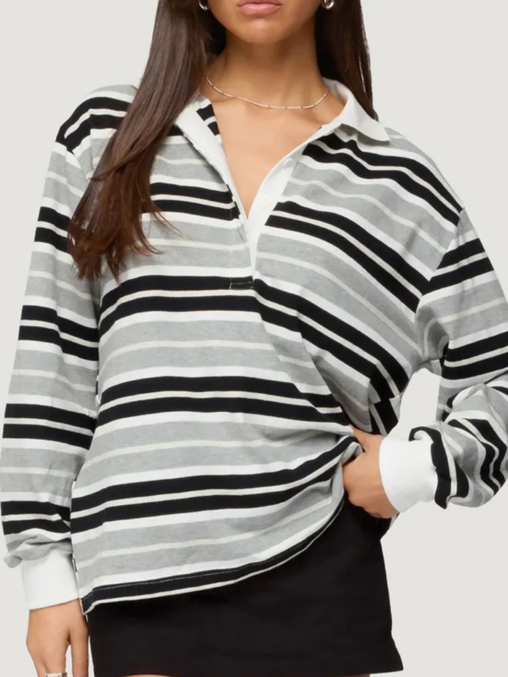 Edikted Striped Rugby Shirt Small Preppy Coastal Academia Y2K Streetwear Sporty